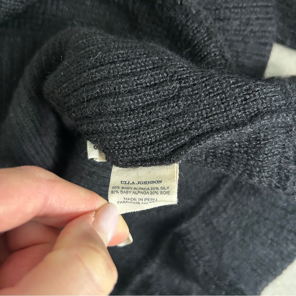 Ulla Johnson nadine pullover sweater black alpaca silk blend ruffle hem small - Picture 5 of 6